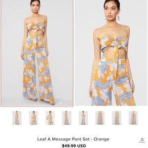 Fashionnova Leaf a message pant set NWT